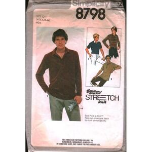 Simplicity 8798 Mens Pullover Top Sewing Pattern Size 40 42‎ 44 Vintage 70s Knit
